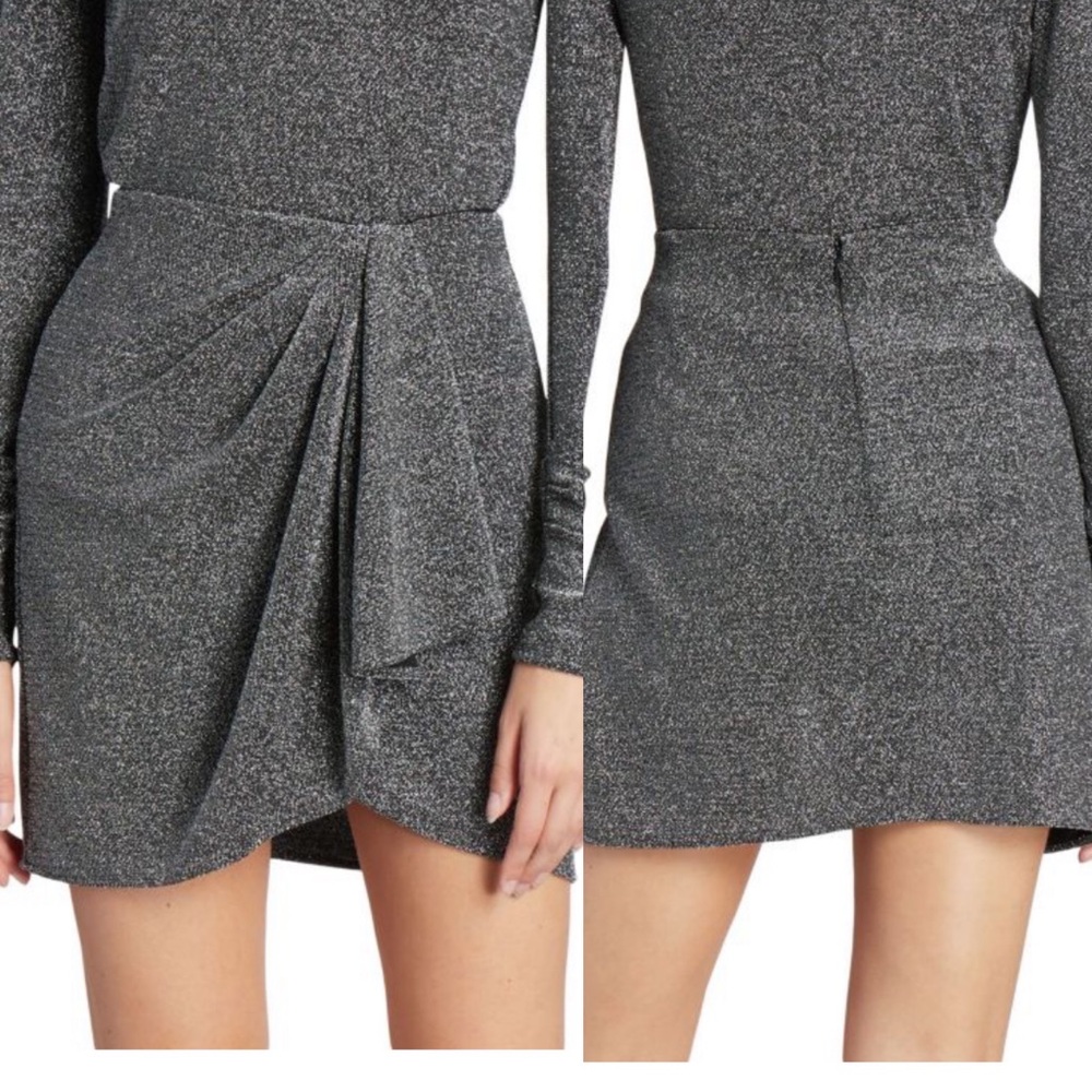 Isabel Marant Etoile Bergen‎ Glittery Draped Mini Skirt Womens Size 36 / 4 NEW